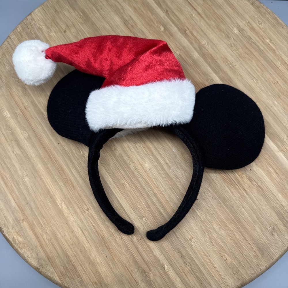 Disney Parks Christmas Holiday Mickey Mouse Santa Ears Headband